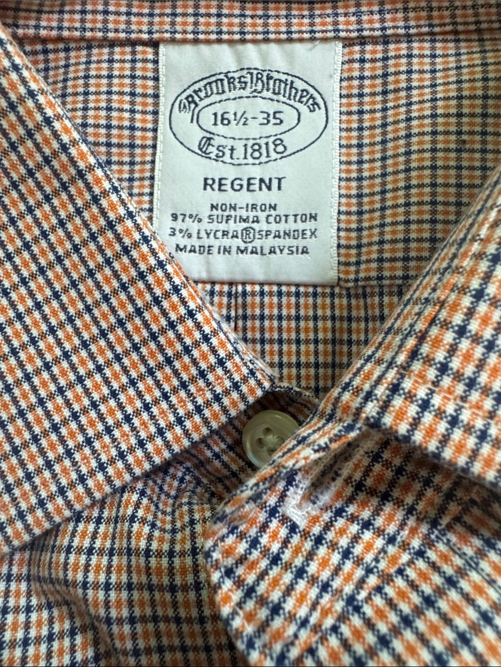 Brooks Brothers plaid button down shirt, size 16 1/2 - 35